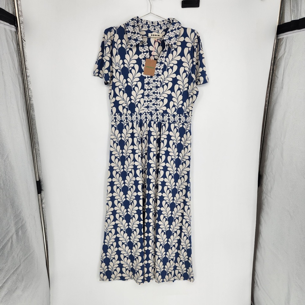 Boden 8L Long Denim Blue heidi Jersey Midi Tea Dress NWT